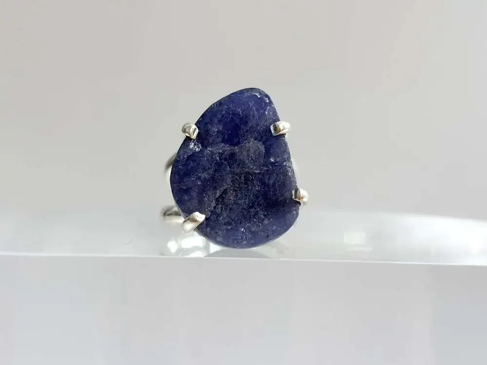 ARYA Rough Tanzanite Solitaire Gemstone Sterling Silver Claw Prong Set 925 Vinta